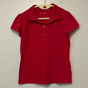 on a whim red polo shirt. Size small